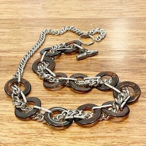 Tortoise shell & silver chain link circular belt. Size Women's 32 waist (10/12)